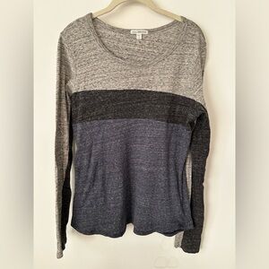 James Perse Heather Gray Stripe Long Sleeve Tee